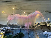 Декоративная фигура сани мех розового цвета большие