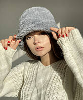 Хутряна панамка шапка жіноча зимова D.Hats сірого кольору