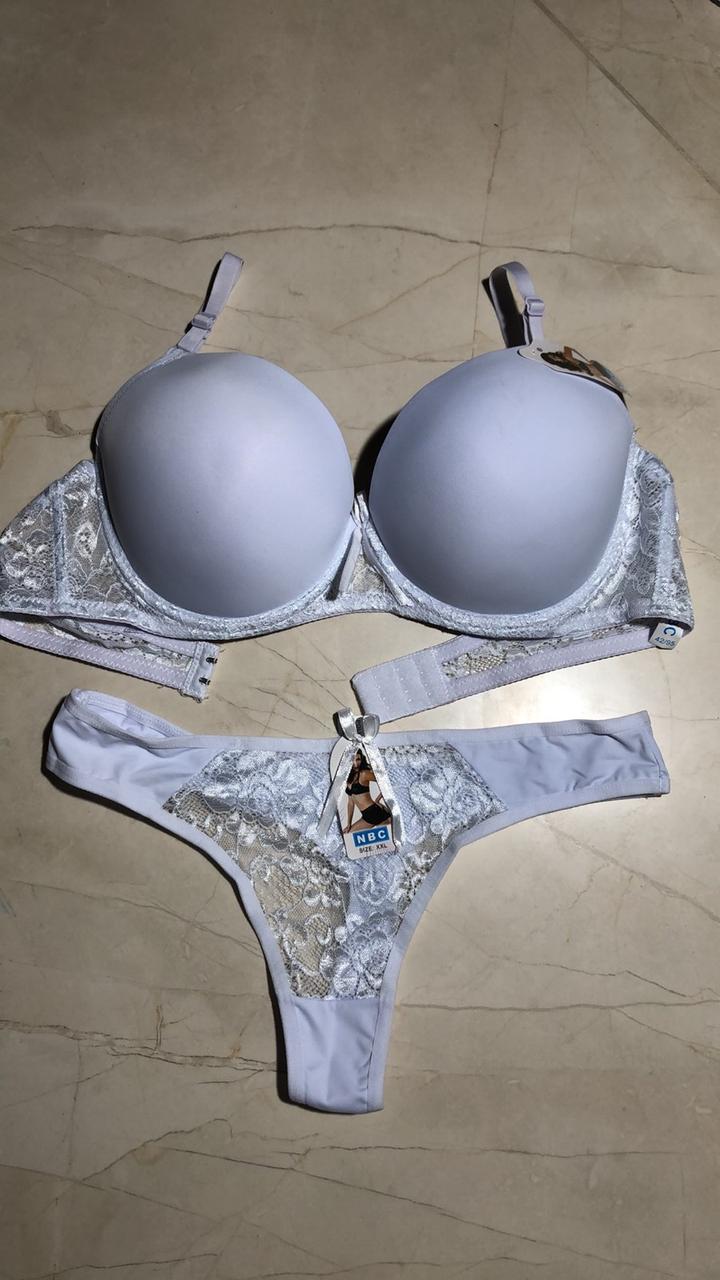 Комплекти спідньої білизни NBC бюст + трусики стринги білий чашка C L9336-2, фото 1