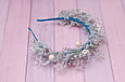 Обруч для волосся новорічний зі сніжинками блакитний 318, фото 2