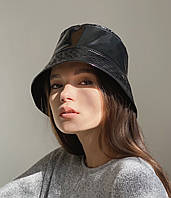 Панама лаковая женская лакова на утеплителе D.Hats черного цвета