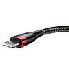 Зарядний кабель Baseus Cafule Cable USB to Lightning 2.4A 1m Red Black (CALKLF-B19), фото 4