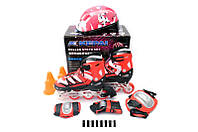 Комплект: Ролики, роликовые коньки раздвижные + шлем и защита KEPAI F1-K9 красные 38-41р