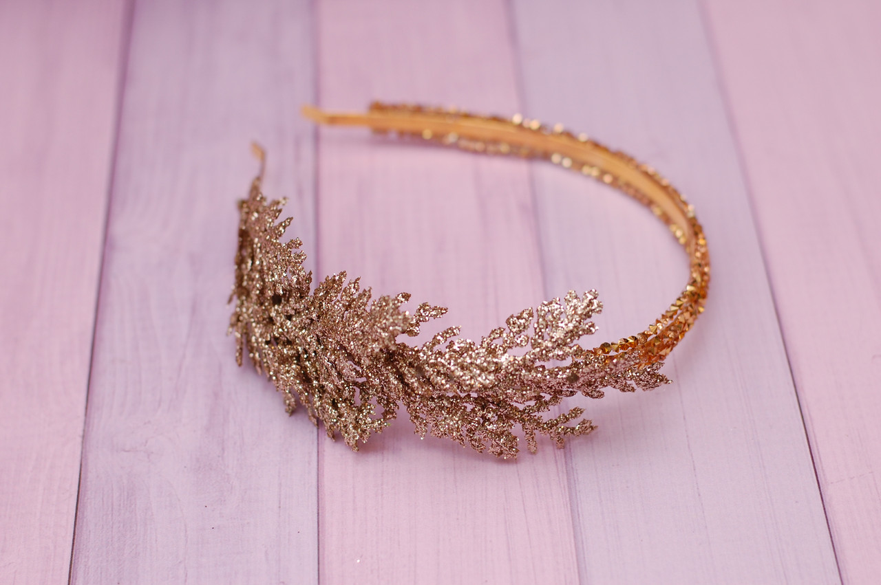 Обруч для волосся / ободок на голову новорічний золотистий 325 об, фото 1