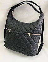 Жіноча сумка-рюкзак стегана, плащівка чорний