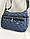 Стильна стьобана жіноча сумка плащівка з кишенями темно-синя, фото 4
