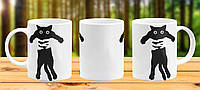 Чашка с принтом кружка Черный кот Прикольная С принтом чашка подарок 14 февраля 8 марта