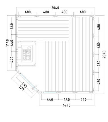 Сауна Sentiotec Komfort Corner 206x206x204 см (1-030-274), фото 2