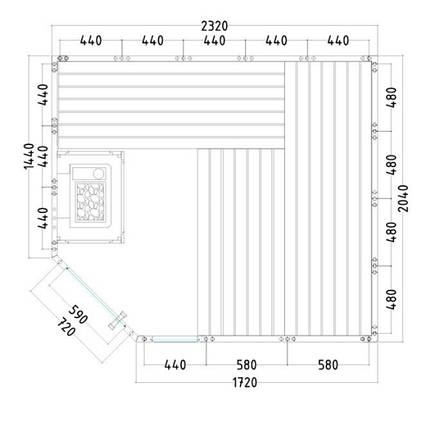 Сауна Sentiotec Komfort Corner Large 234x206x204 см (1-030-275), фото 2