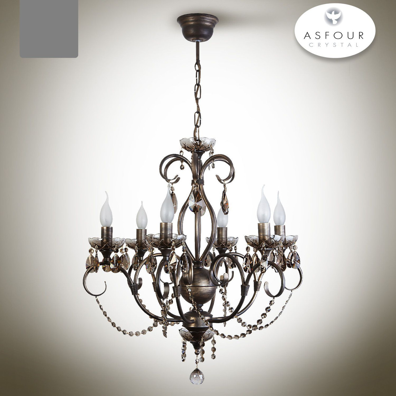 Люстра 6-ти лампова з кришталем у класичному стилі у велику кімнату 13206 серії "САНДРА CRYSTAL"