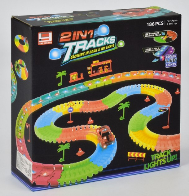 Автотрек світиться, 1 машинка, 186 деталей FYD 170234