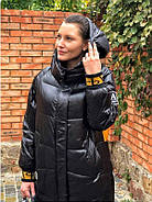 Пальто пуховик жіночий TARUN Y020-931-HJH001 чорний з капюшоном, фото 3