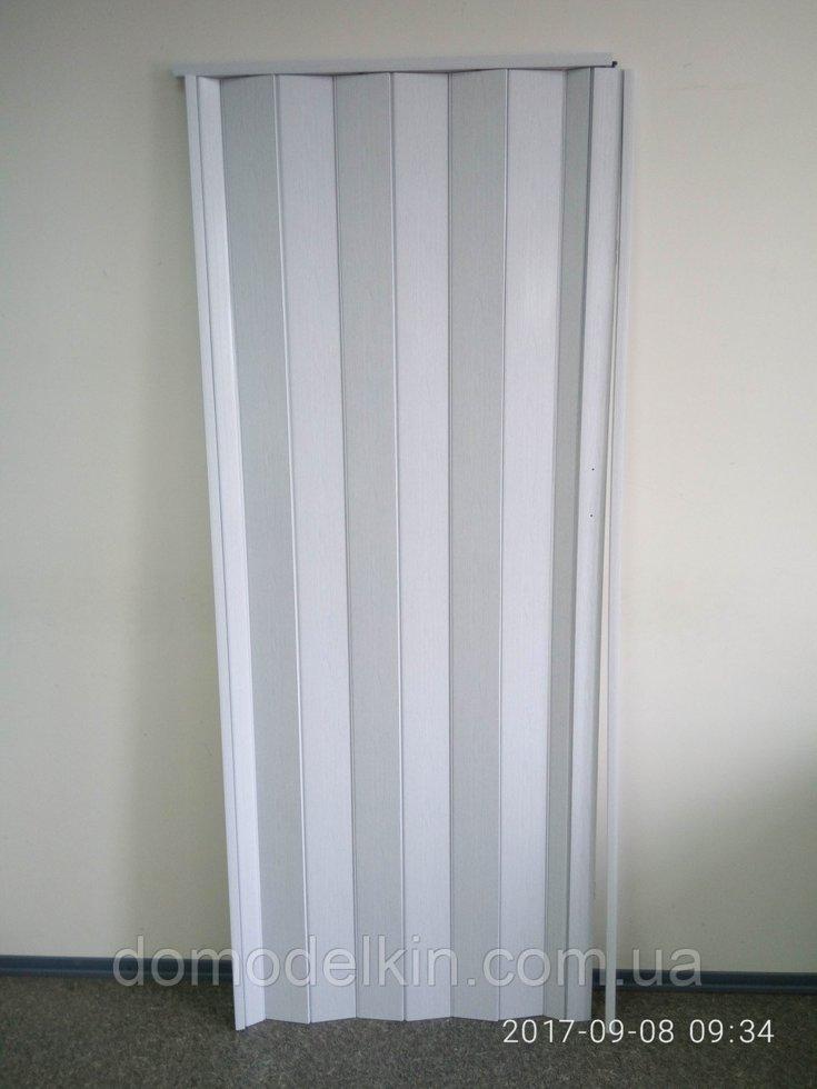 Двері гармошка розсувна глуха пластикова 810*2030*6 мм стандарт #1 Білий Ясен, фото 1