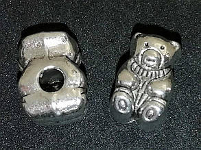 Бусини для браслета Пандора "Ведмідь" темне срібло 13х7х10 мм Упаковка 25 шт.