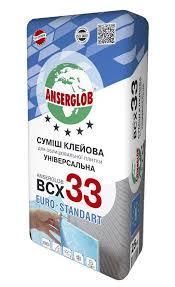 Суміш клейова для облицювальної плитки ANSERGLOB BCX 33, 25 кг