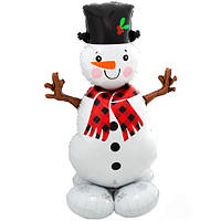 А 35" x 55" AirLoonz Snowman Greeter Foil Multi-Balloon - Pkg. Фольгированный шар ходячка Снеговик. В уп