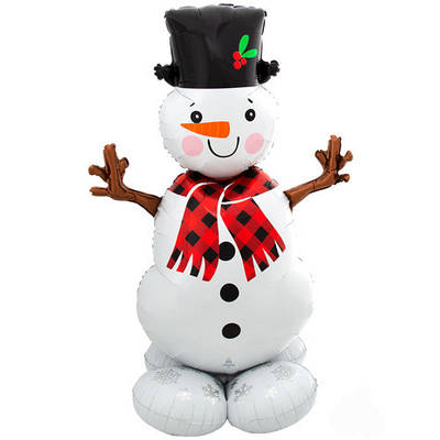 А 35" x 55" AirLoonz Snowman Greeter Foil Multi-Balloon - Pkg. Фольгована куля ходячичка Сніговик. В уп