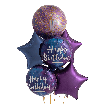 Q 18" Birthday Galaxy Foil Balloon - Pkg. Куля фольгована космос, галактика З Днем народження, В УП, фото 3