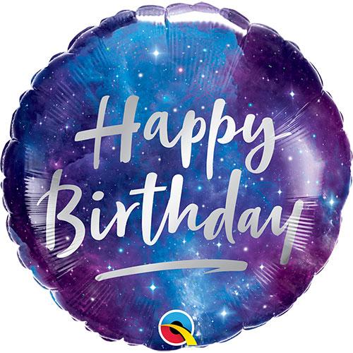 Q 18" Birthday Galaxy Foil Balloon - Pkg. Куля фольгована космос, галактика З Днем народження, В УП