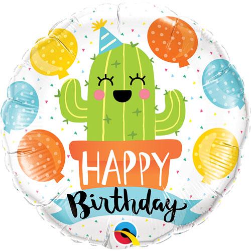 Q 18" Birthday Party Cactus Foil Balloon - Pkg . Куля фольгована Кактус З Днем народження, В УП
