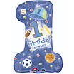 А 19" x 28" 1st Birthday All-Star Boy Foil Balloon - Pkg. Фольгована куля Цифра 1 хлопчику, В УП, фото 3