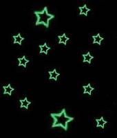 Светящиеся звезды 14 шт на потолок, стены. Фосфорные звездочки