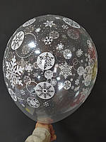 Латексна кулька з малюнком сніжинки 12" прозора Арт-студія "Show"