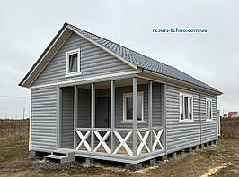 Модульний будинок 9 м х 6 м із терасою та внутрішньою обробкою вагонкою