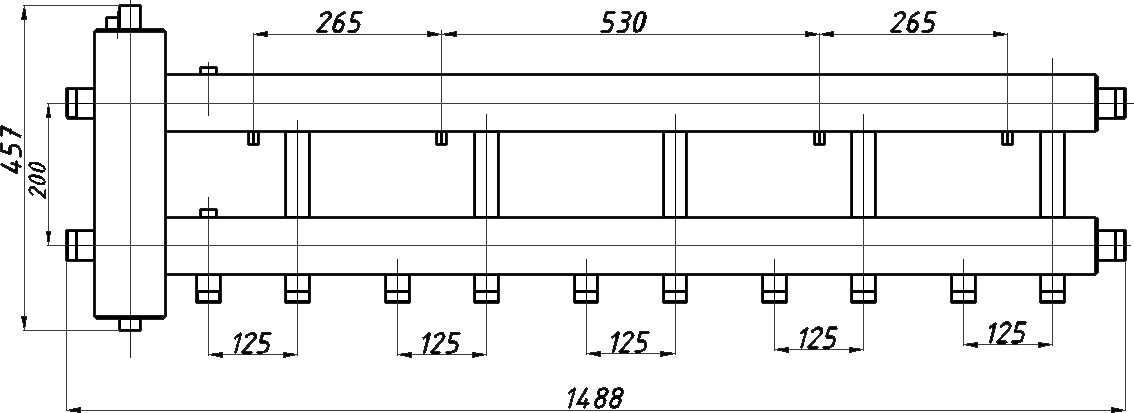 Колектор з гідрострілкою Termojet КГС52Н.125(200) в ізоляції