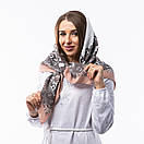 Кашемірова хустка з принтом 90х90см Пудрова, фото 2