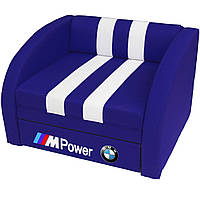 Дитяче крісло-ліжко Smart 001 BMW синій 80×170 з шухлядою і викатним механізмом ТМ Viorina-Deko