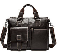 Деловой мужской кожаный портфель Westal коричневый для ноутбука, планшета, документов из натуральной кожи 031-