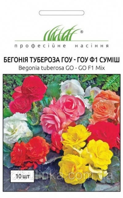 Профсемена.  Насіння квітів Бегонія Гоу-Гоу F1 суміш, 10 шт. драже