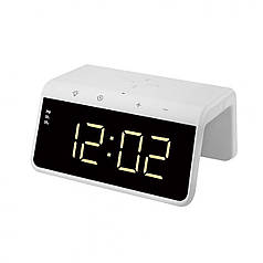 Сматр-годинники настільні з LED-підсвічуванням і бездротовою зарядкою HLV SY-W0258 White (N015017)