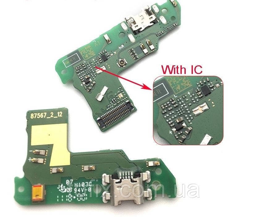Шлейф — плата заряджання для Huawei Y6 2018, Y6 Prime 2018, Honor 7A, конектора зарядки, з мікросхемою, оригінал