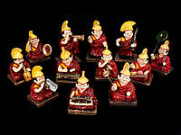 Статуэтка Этническая Тибетские монахи Набор 12 шт. Полимер 10x5x5.5 см Роспись (20869)