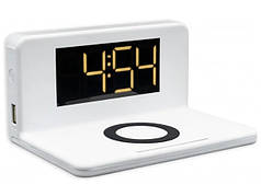 Розумні годинник настільні з LED-підсвічуванням і бездротовою зарядкою HLV SY-W0241 White (N015015)