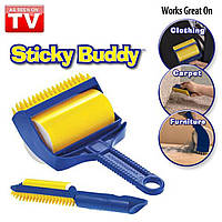 Валик Sticky Buddy, силиконовый липкий валик Стики Бади для чистки одежды и уборки дома, нажимай
