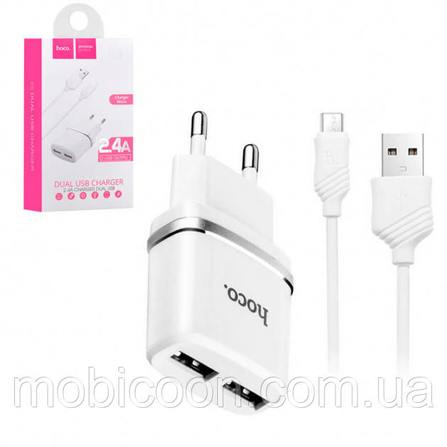 Зарядка USB кабель HOCO C12 2в1 для Huawei Y6s micro USB