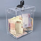 Скринька для збору грошей та анкет 1,5 л. із замком 120х150х80, акрил 2 мм, фото 3