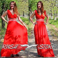 Красное шифоновое платье в пол