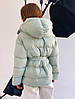 Жіноча куртка зефирка з поясом розмір SM, ML, LXL м'ятна, фото 3