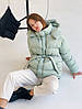 Жіноча куртка зефирка з поясом розмір SM, ML, LXL м'ятна, фото 10