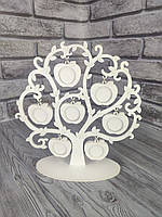Деревянная фоторамка "Семейное дерево" на 7 фото белая