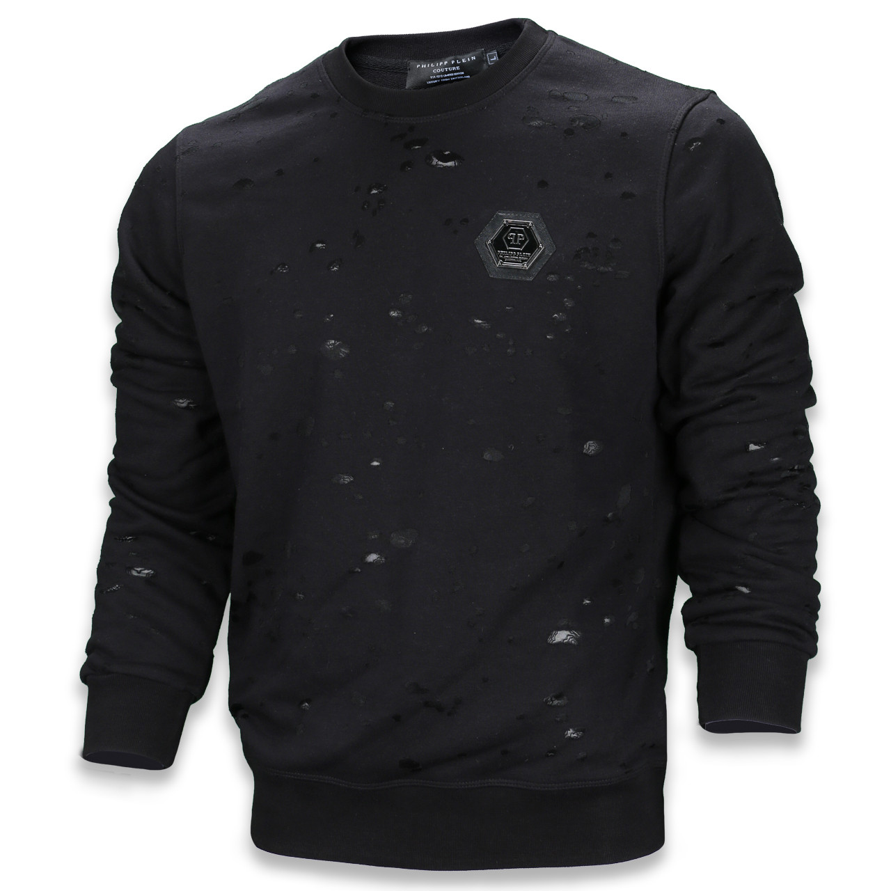 Світшот чоловічий чорний PHILIPP PLEIN з патчем #6 BLK S (Р) 21-512-012