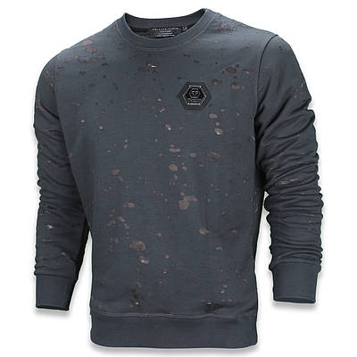 Світшот чоловічий т сірий PHILIPP PLEIN з патчем #6 FUME S(Р) 21-512-012