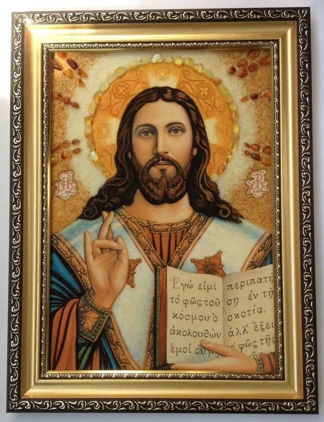 Картина из янтаря " Икона-Иисус - фото 4 - id-p76061223