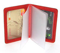 Кожаная обложка на права, биометрический паспорт, для водительского удостоверения, визитница с файлами красная