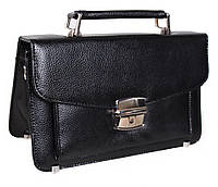 Мужская сумка барсетка классическая 8sYW202Black черная Премиум кожа 8 карманов, замок Польша