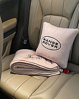 Автомобільний плед і подушка з вишивкою логотипа "RANGE ROVER" бежевый